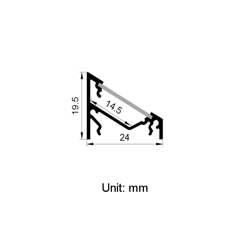 Corner Aluminum LED Light Diffuser Channel For 12mm LED Strip Lighting